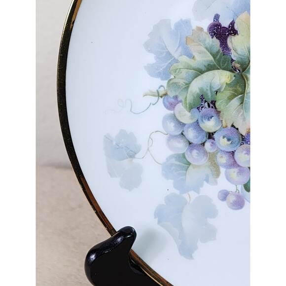 Bavaria Rounded Plate Grape Design Zeh Scherzer Gold Trim 8" Early 1900s Vintage - Picture 4 of 10